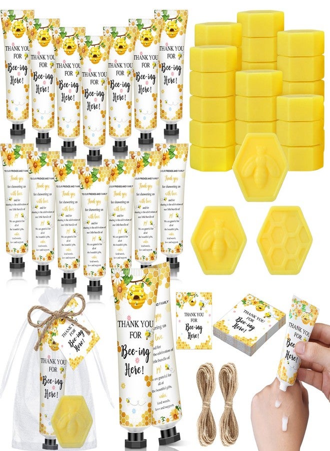 Dimsile 25 Sets Bee themed Baby Shower Favors for Guests Sweet As Can Bee Bridal Shower Gift Honey Hand Cream Honeycomb Soap Guest Return Gift with Organza Bag and Thank Tag for Wedding Gender Reveal - Image 1